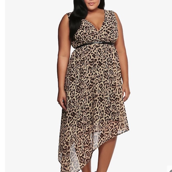 Leopard Asymmetrical Chiffon Dress - Picture 3 of 4